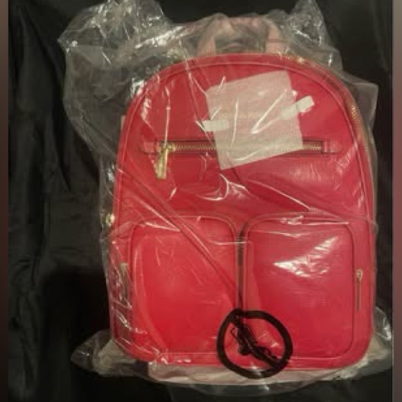 BNWT Michael Kors Leather Jet Set Red Medium Backpack - Picture 9 of 10